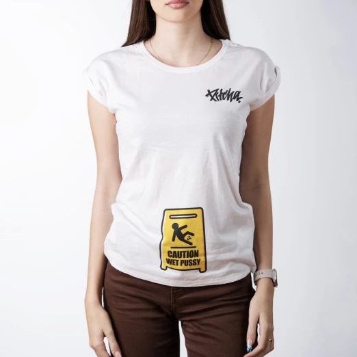 dámské triko Pitcha CAUTION white