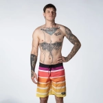 plavky Pitcha STRIPER boardshort red/yellow