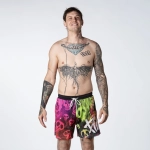 koupací šortky Pitcha SKULL boardshort fluo
